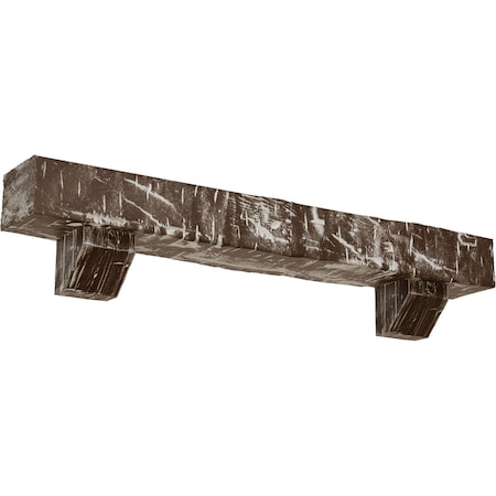 Kit W/ Ashford Corbels, Vintage Mahogany, 8H  X 10D X 72W Hand Hewn Faux Wood Fireplace ManteL